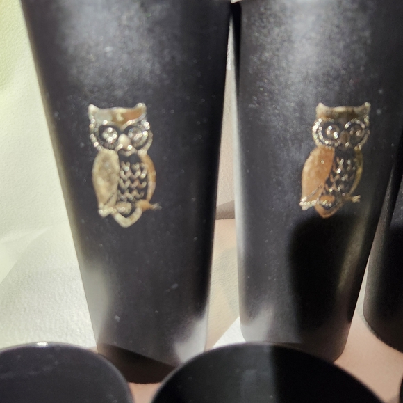 Six MCM Nasco Japan Black 12 Ounce Tumblers With Gold Owl Motif #1072 - Picture 12 of 12